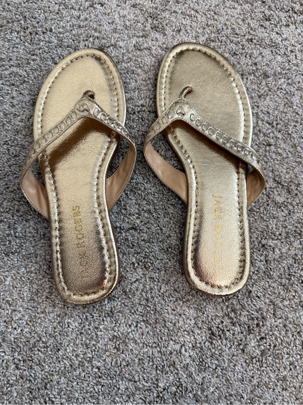 Jack Rogers Gold Metallic Thong Flipflops